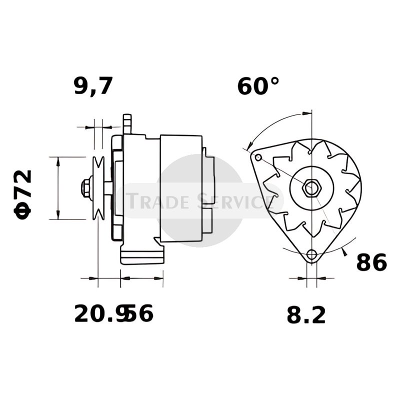 11.201.489 AAK1340 MAHLE (Letrika, Iskra) generátor MG115