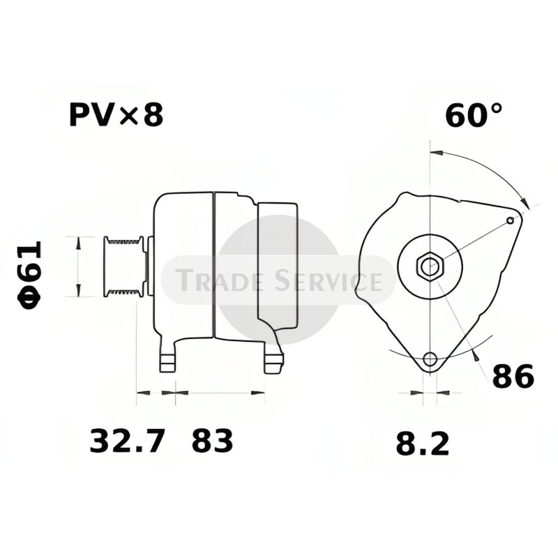 11.205.738 AAK5996 MAHLE (Letrika, Iskra) generátor MG1219