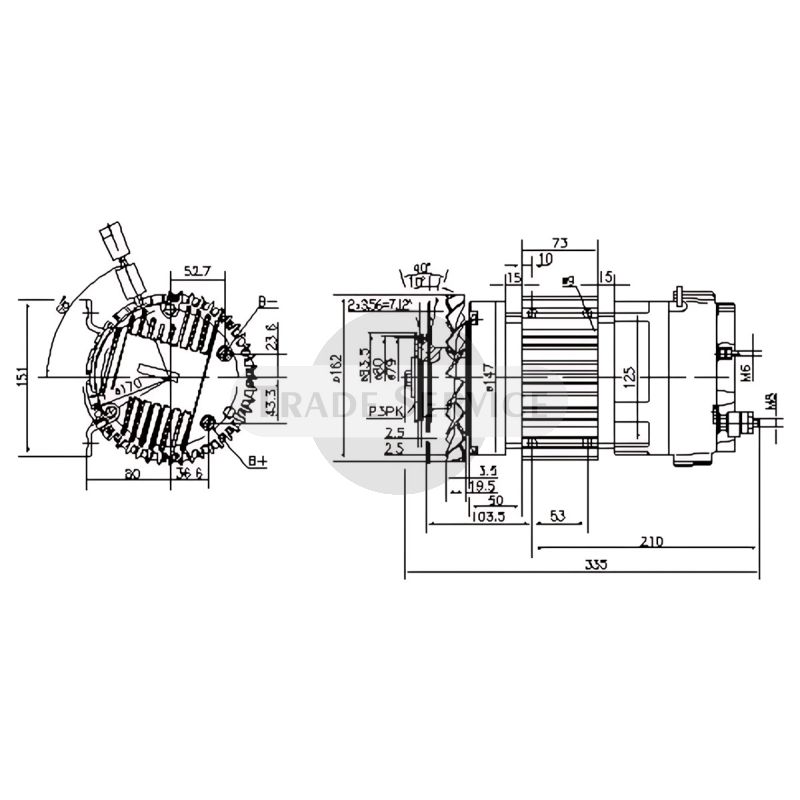 11.213.231 AMK6128 MAHLE (Letrika, Iskra) egyenáramú motor MM351