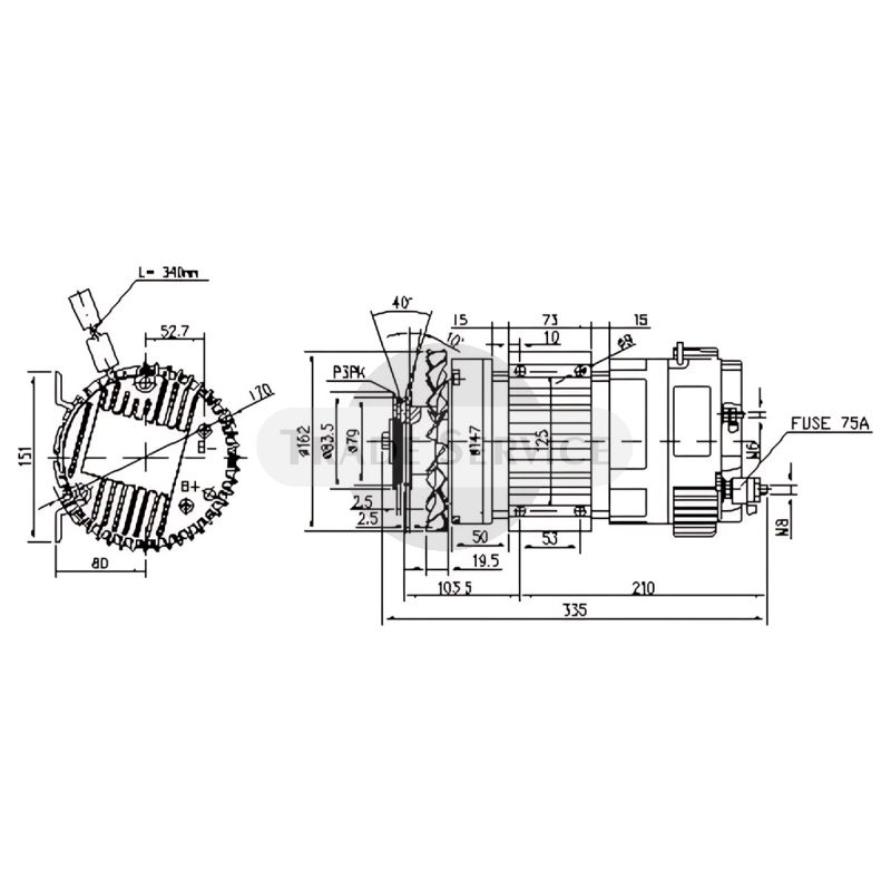 11.213.222 AMK6125 MAHLE (Letrika, Iskra) egyenáramú motor MM338